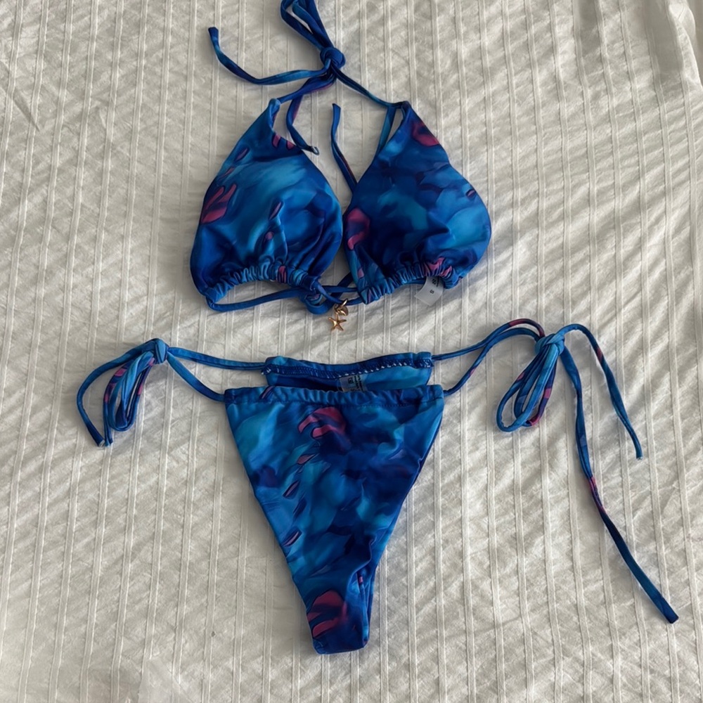 Vibrant Blue and Pink Bikini Set